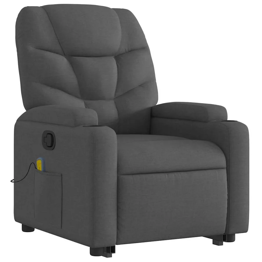 Fauteuil de massage inclinable Gris foncé Tissu - 4