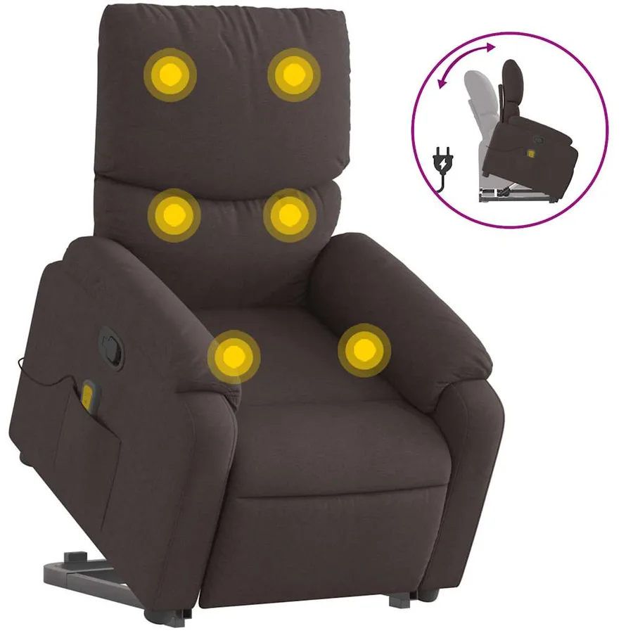 Fauteuil inclinable de massage Marron foncé Tissu - 2