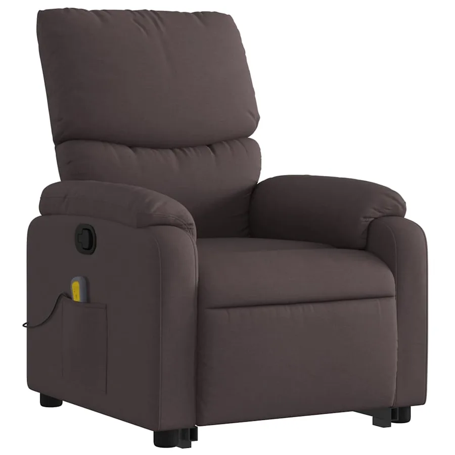 Fauteuil inclinable de massage Marron foncé Tissu - 4