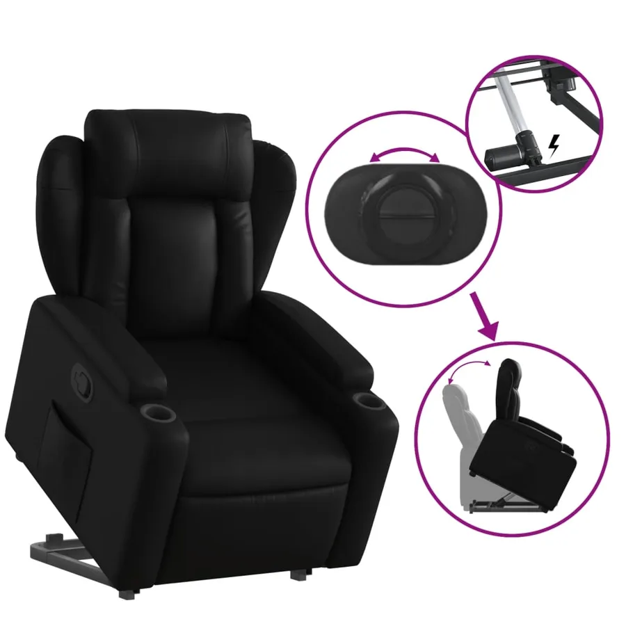 Fauteuil inclinable Noir Similicuir - 6