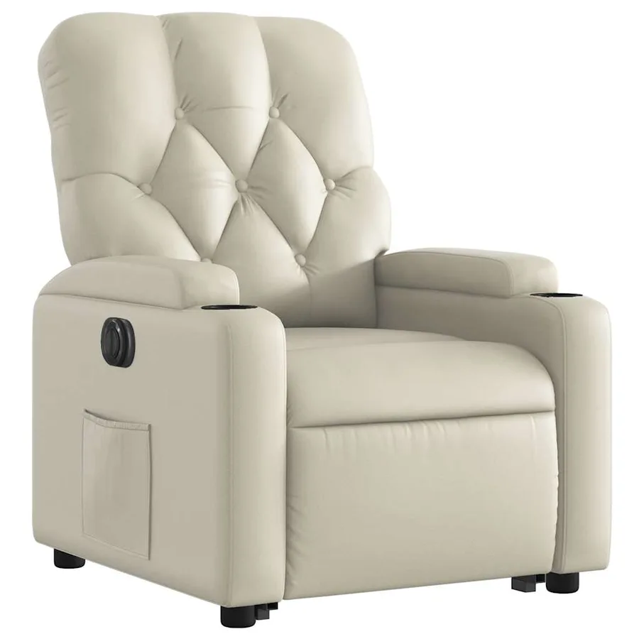 Fauteuil inclinable électrique crème similicuir - 4