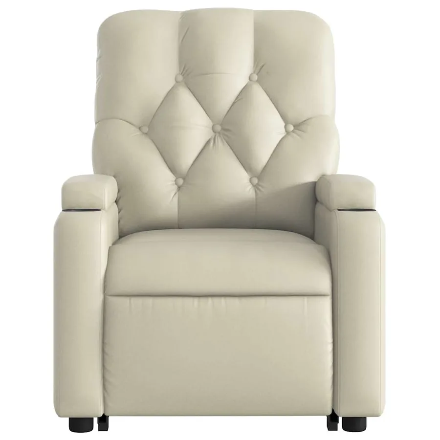 Fauteuil inclinable électrique crème similicuir - 9