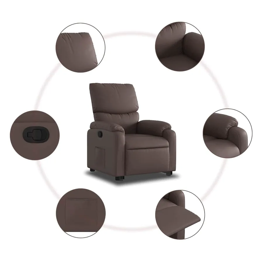 Fauteuil inclinable marron similicuir - 8