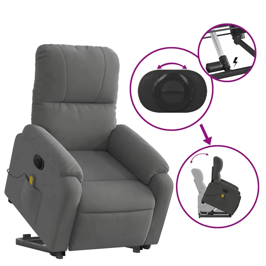 Fauteuil inclinable de massage électrique gris foncé - 11