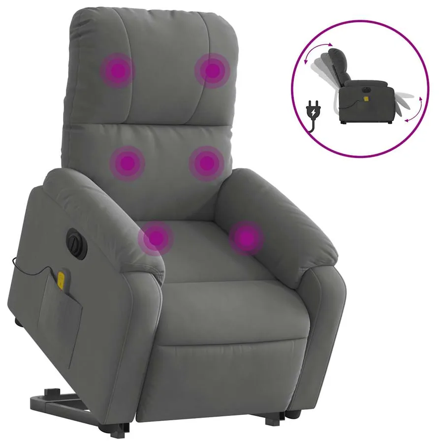 Fauteuil inclinable de massage électrique gris foncé - 2