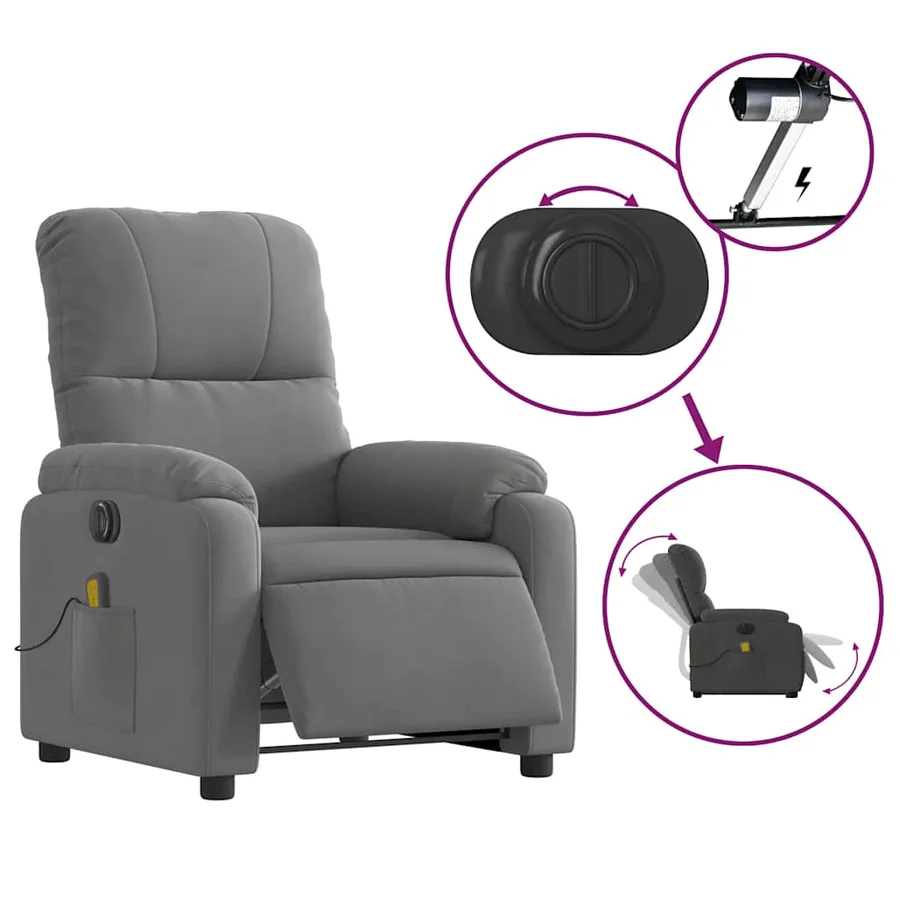 Fauteuil inclinable de massage électrique gris foncé - 6