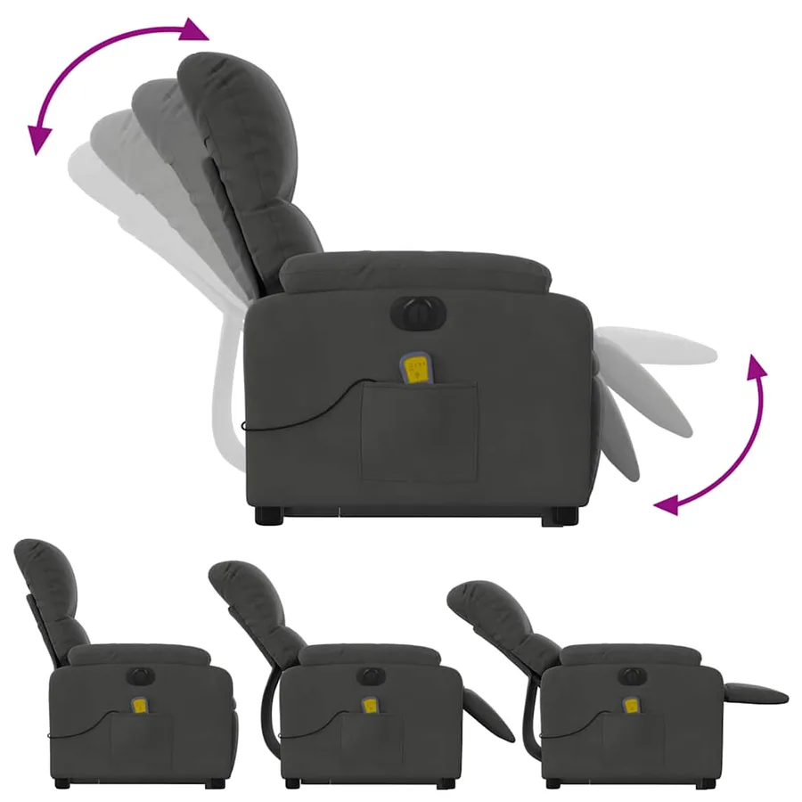 Fauteuil inclinable de massage électrique gris foncé - 7