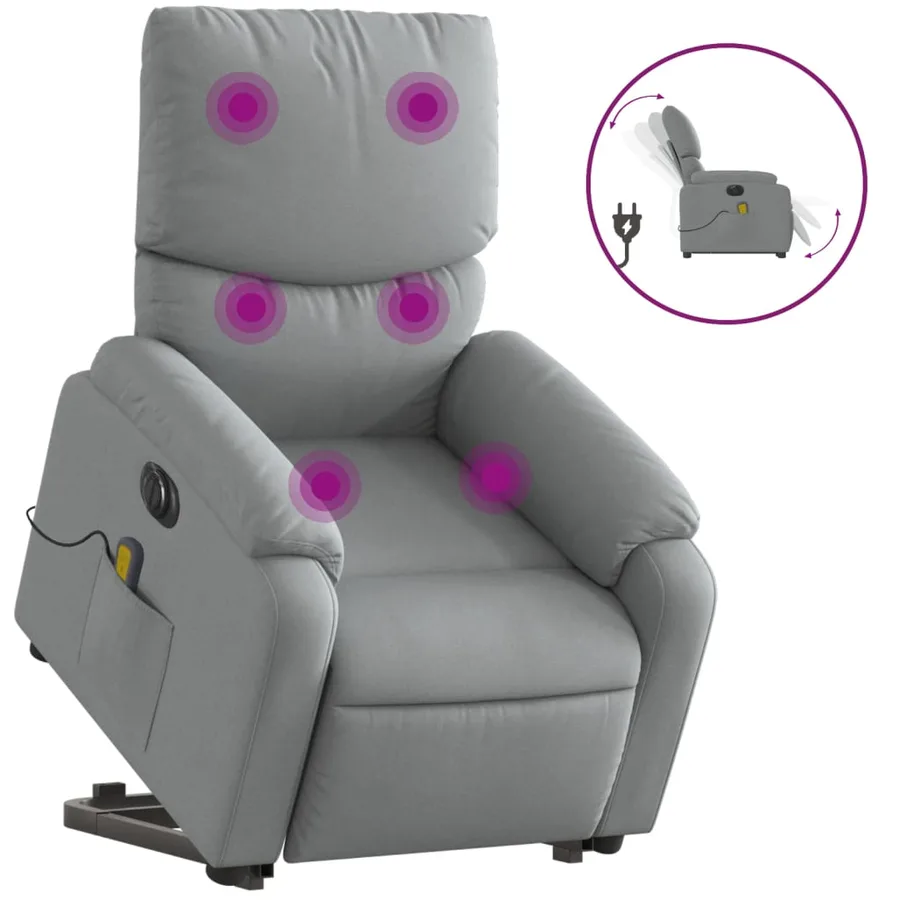 Fauteuil inclinable de massage électrique Gris clair Tissu - 2
