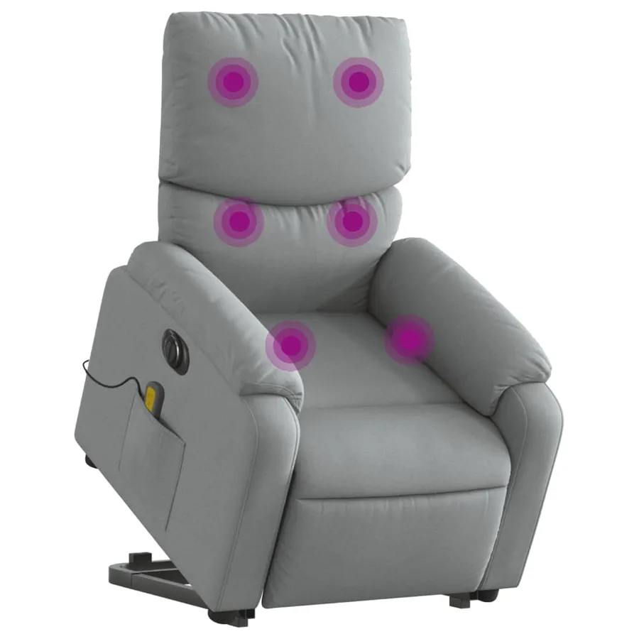 Fauteuil inclinable de massage électrique Gris clair Tissu - 3