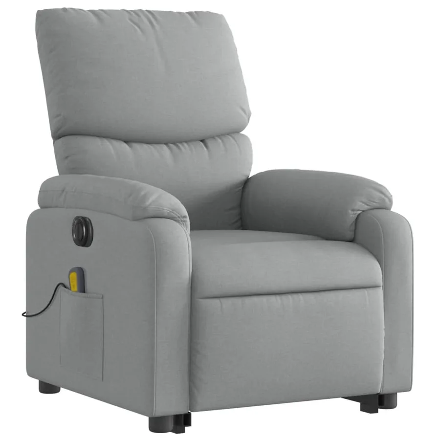 Fauteuil inclinable de massage électrique Gris clair Tissu - 4