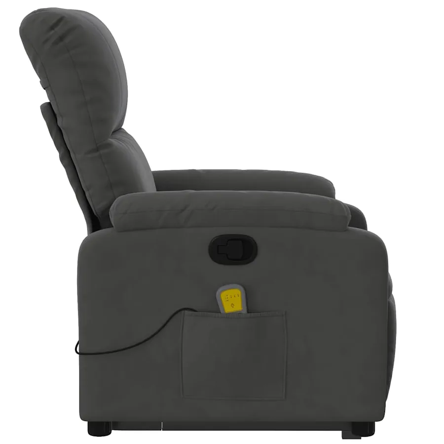 Fauteuil inclinable de massage gris foncé tissu microfibre - 10