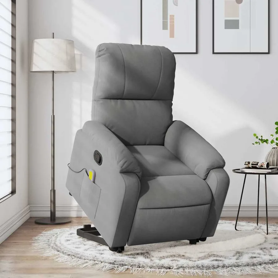 Fauteuil inclinable de massage gris foncé tissu microfibre - 15