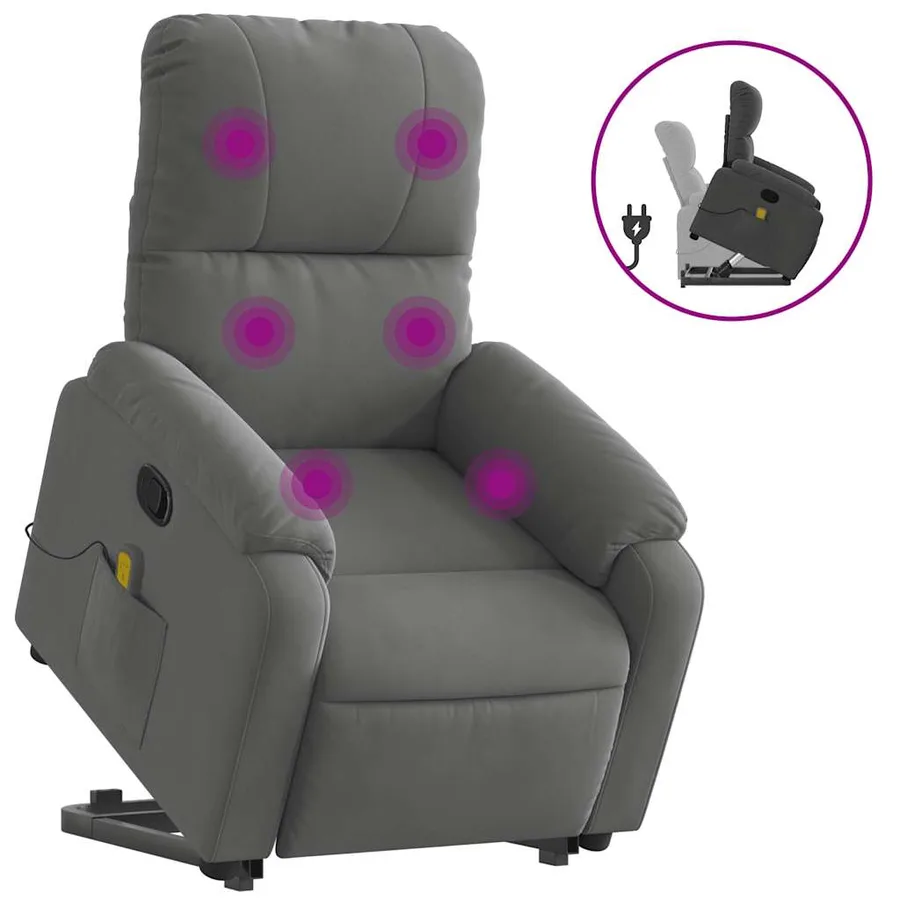 Fauteuil inclinable de massage gris foncé tissu microfibre - 2