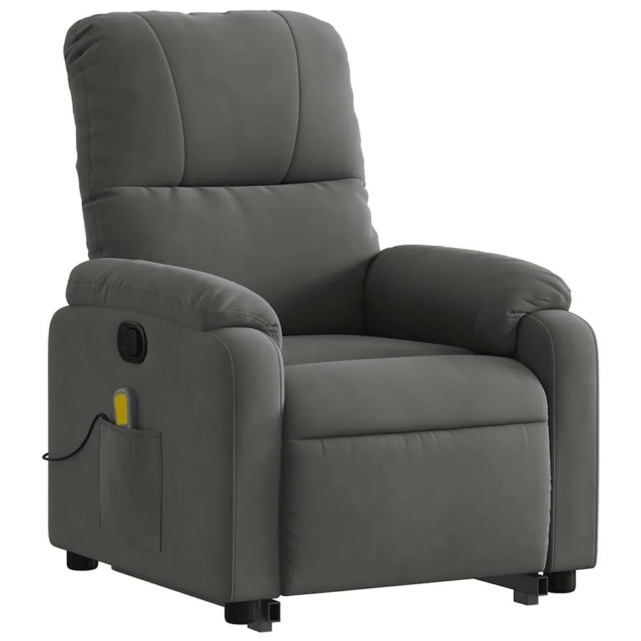 Fauteuil inclinable de massage gris foncé tissu microfibre - 4