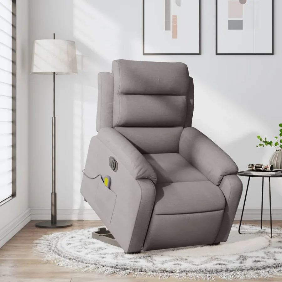 Fauteuil inclinable de massage électrique Taupe Tissu - 14