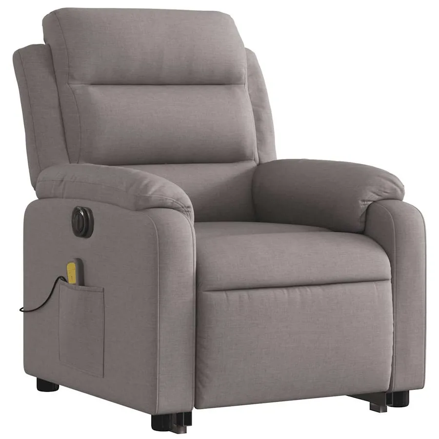 Fauteuil inclinable de massage électrique Taupe Tissu - 4
