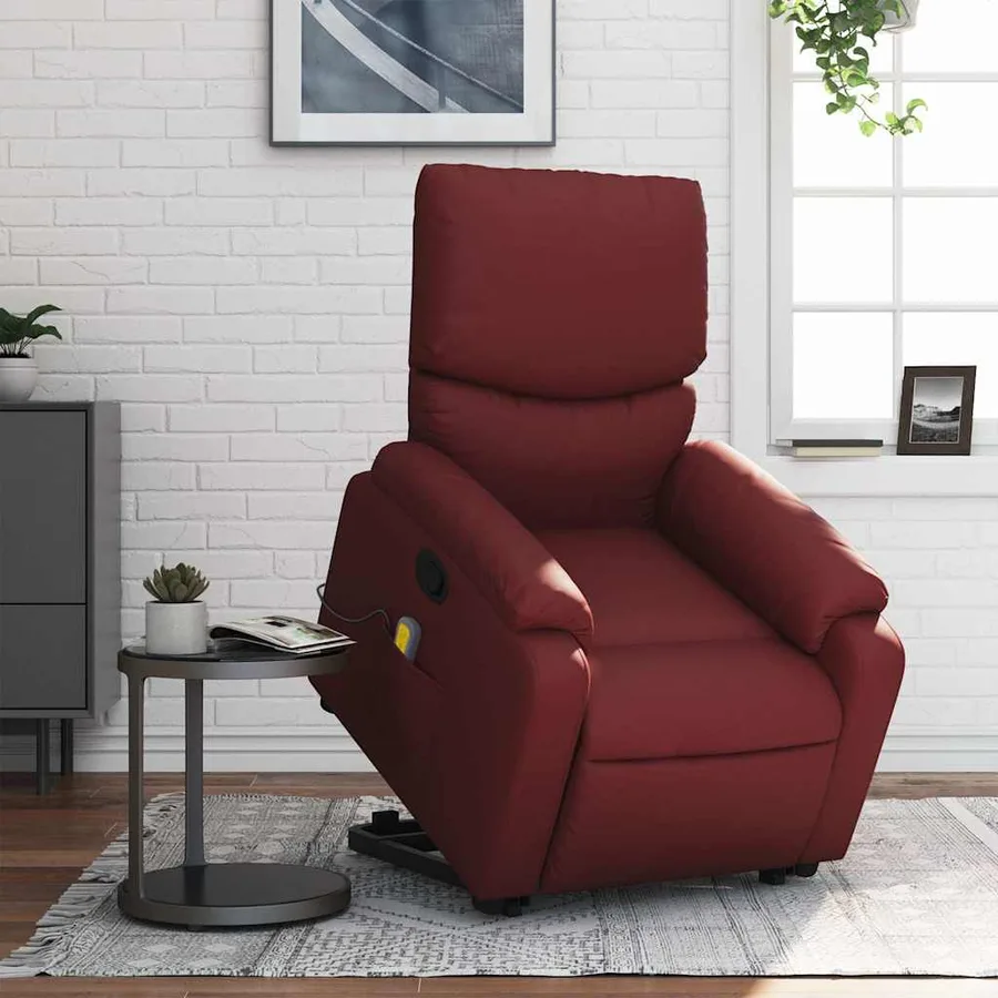 Fauteuil inclinable de massage Rouge bordeaux Similicuir - 15