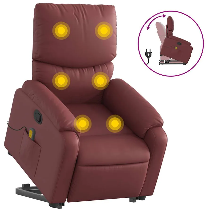 Fauteuil inclinable de massage Rouge bordeaux Similicuir - 2