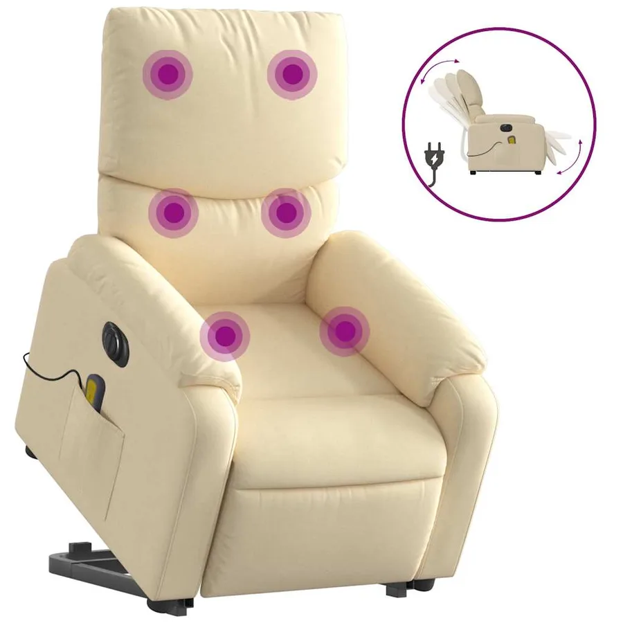 Fauteuil inclinable de massage électrique Crème Tissu - 2