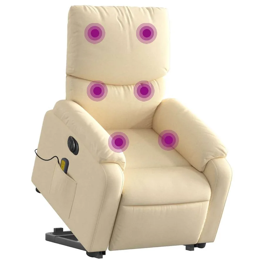 Fauteuil inclinable de massage électrique Crème Tissu - 3