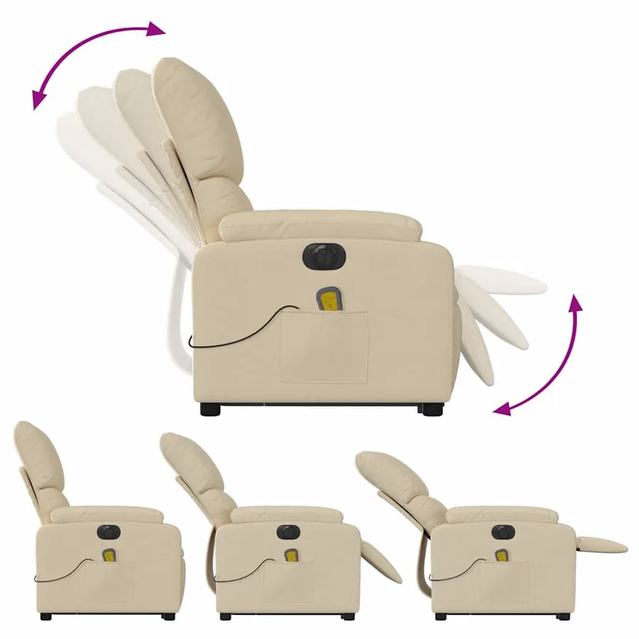 Fauteuil inclinable de massage électrique Crème Tissu - 7