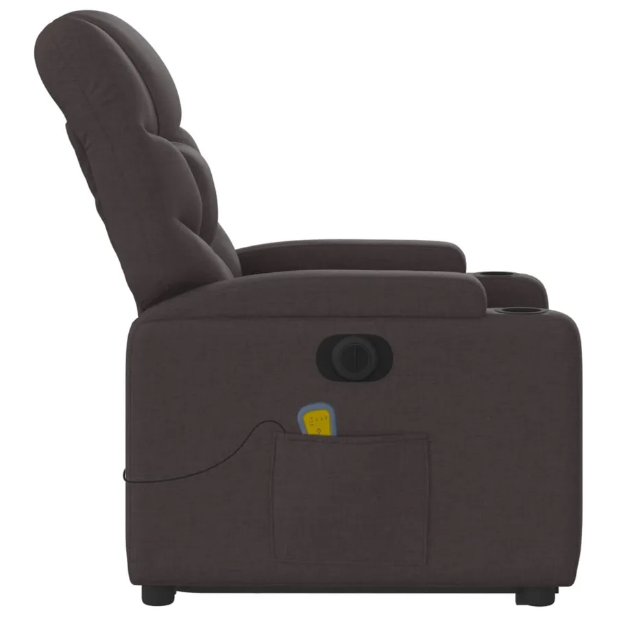 Fauteuil inclinable de massage électrique Marron foncé Tissu - 10