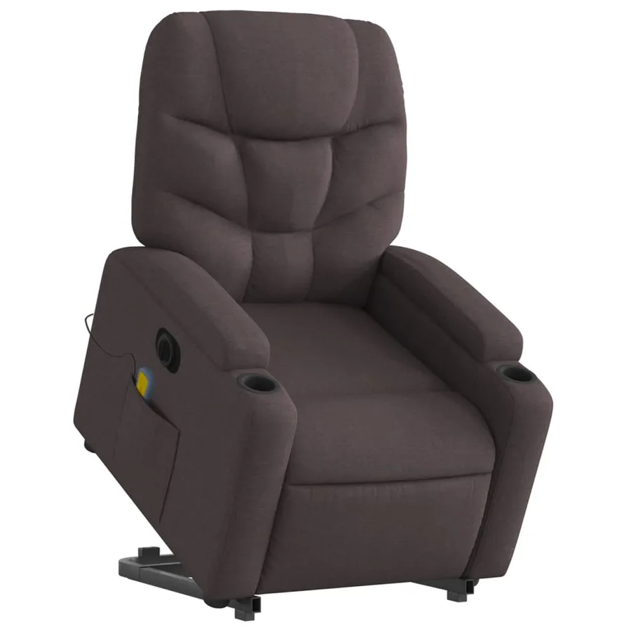 Fauteuil inclinable de massage électrique Marron foncé Tissu - 3