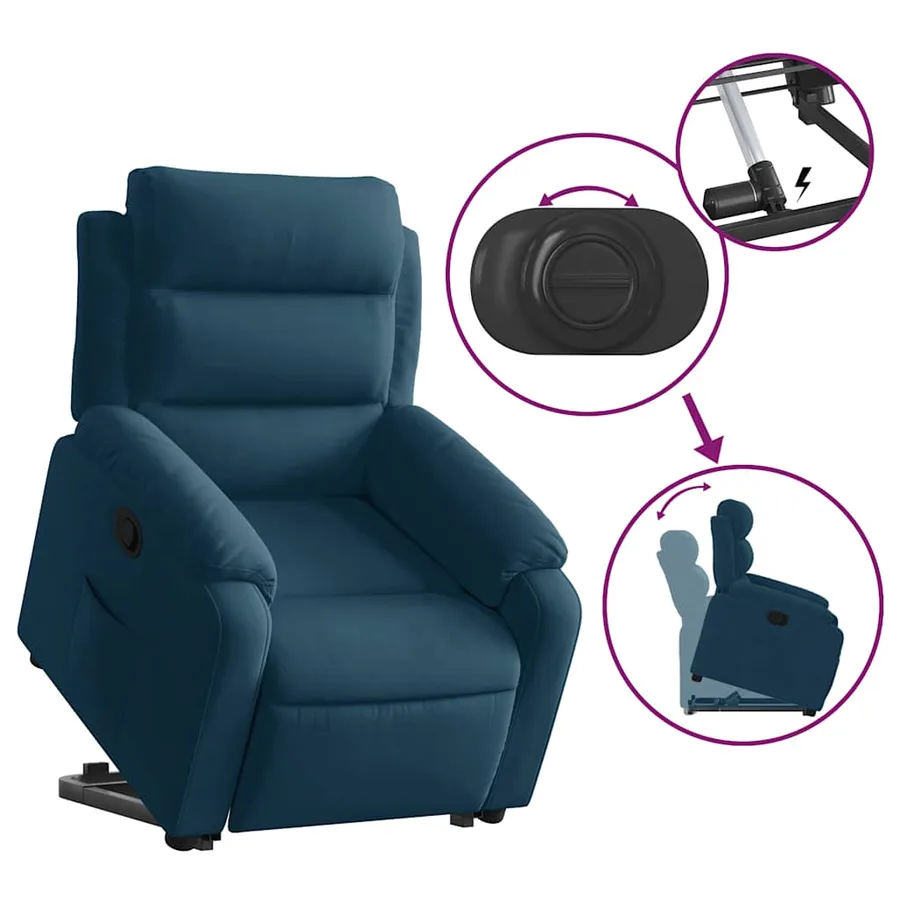 Fauteuil inclinable bleu velours - 10