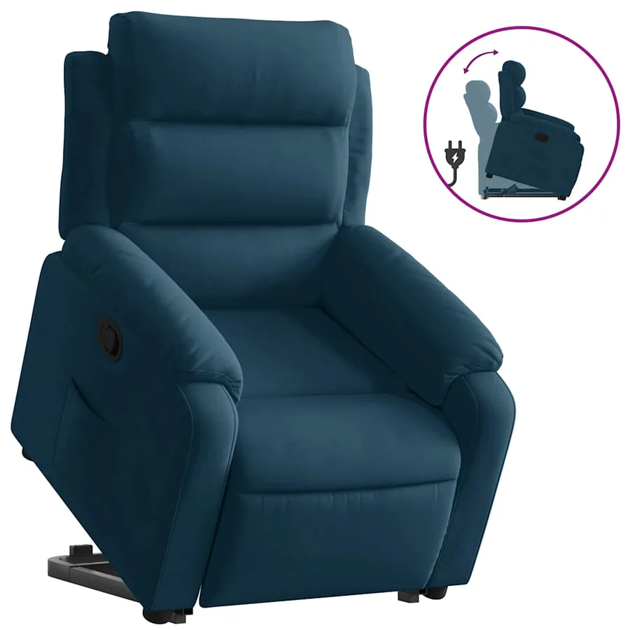 Fauteuil inclinable bleu velours - 2