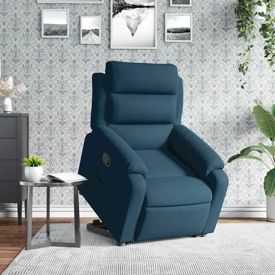 Fauteuil inclinable bleu velours - 4