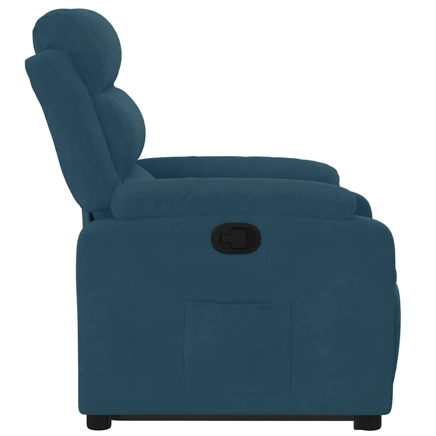 Fauteuil inclinable bleu velours - 7