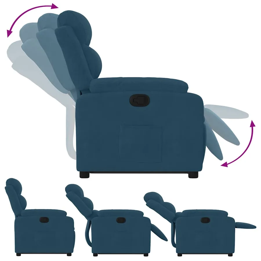 Fauteuil inclinable bleu velours - 9
