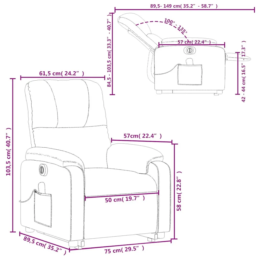 Fauteuil inclinable de massage électrique taupe - 17