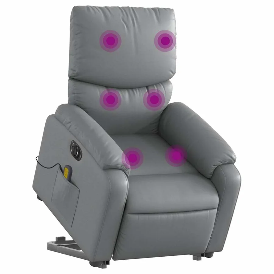 Fauteuil inclinable de massage électrique gris similicuir - 3