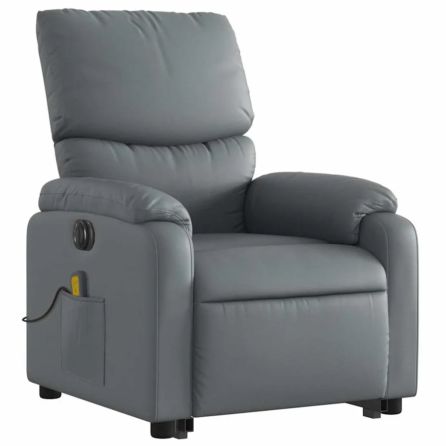 Fauteuil inclinable de massage électrique gris similicuir - 4