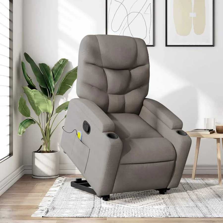 Fauteuil inclinable de massage Taupe Tissu - 15