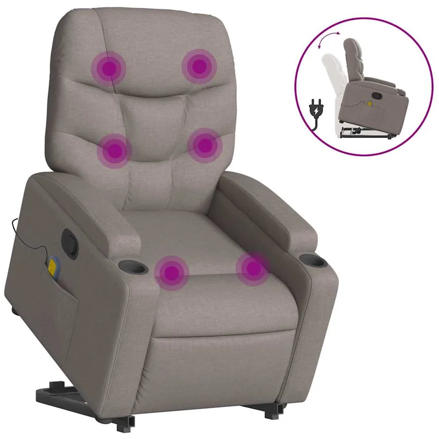 Fauteuil inclinable de massage Taupe Tissu - 2
