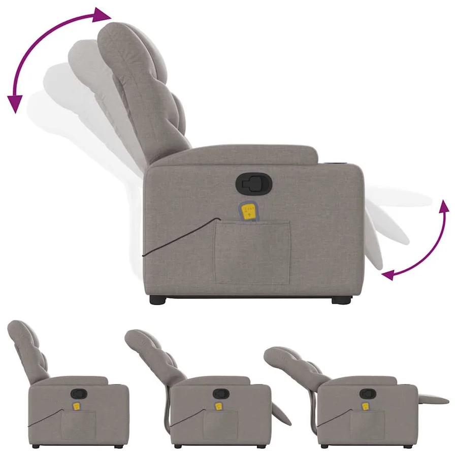 Fauteuil inclinable de massage Taupe Tissu - 7