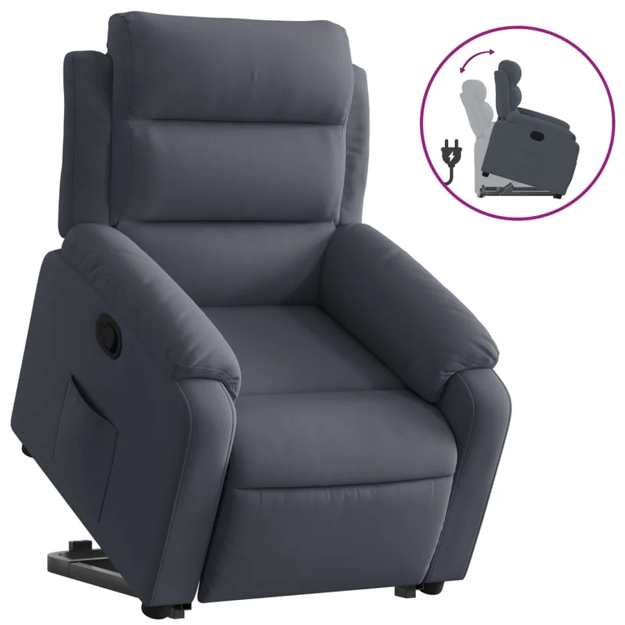 Fauteuil inclinable Gris foncé Velours - 2
