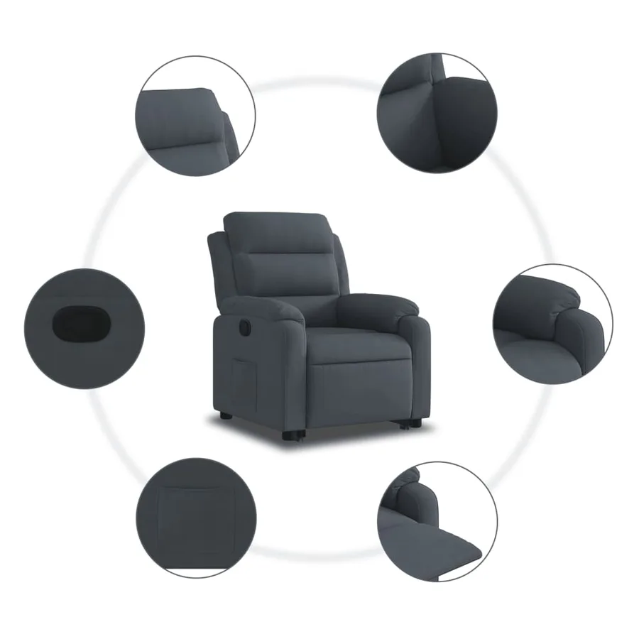 Fauteuil inclinable Gris foncé Velours - 7
