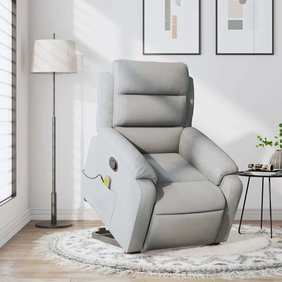 Fauteuil de massage inclinable Gris clair Tissu - 16