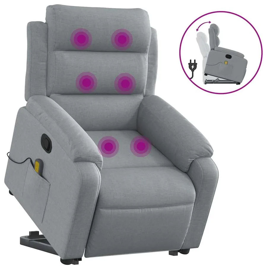 Fauteuil de massage inclinable Gris clair Tissu - 2