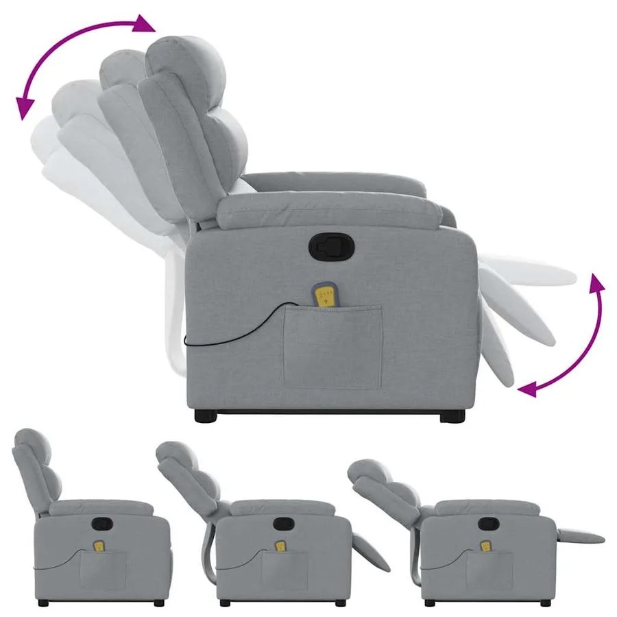 Fauteuil de massage inclinable Gris clair Tissu - 7