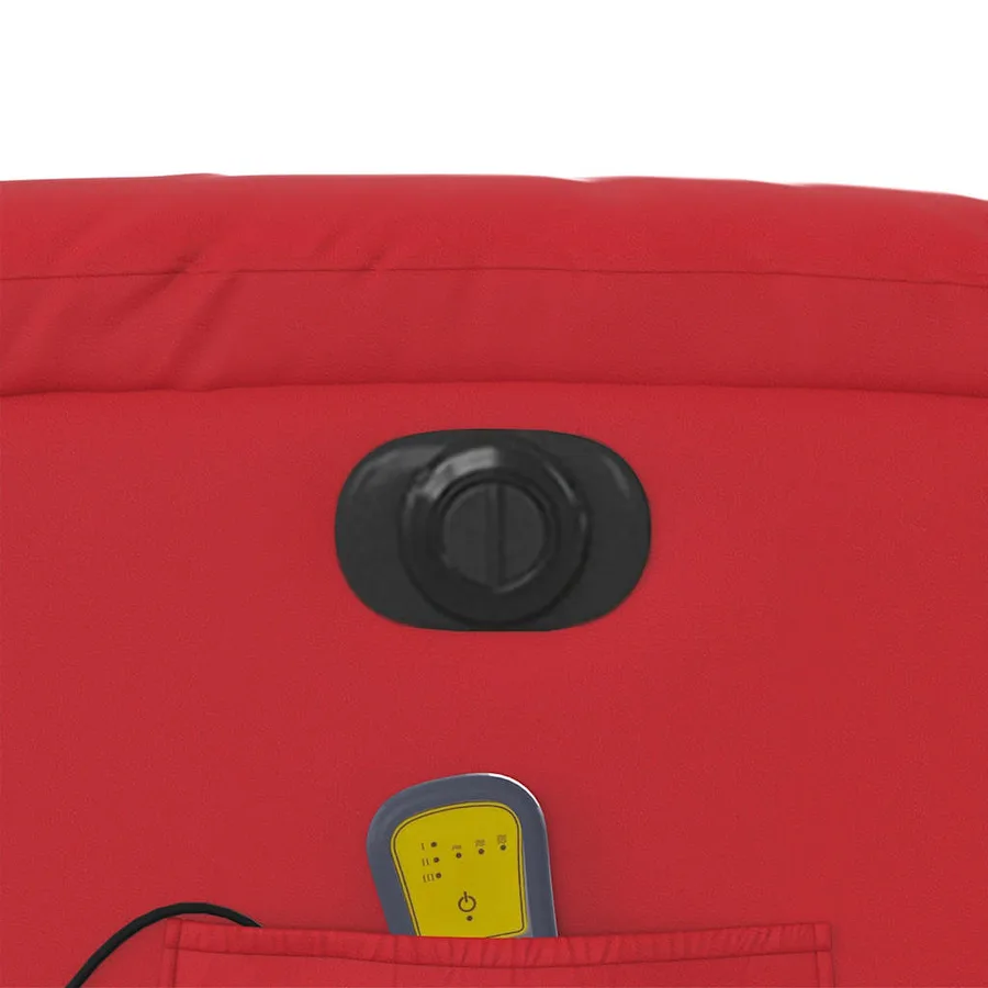 Fauteuil inclinable de massage électrique rouge similicuir - 13