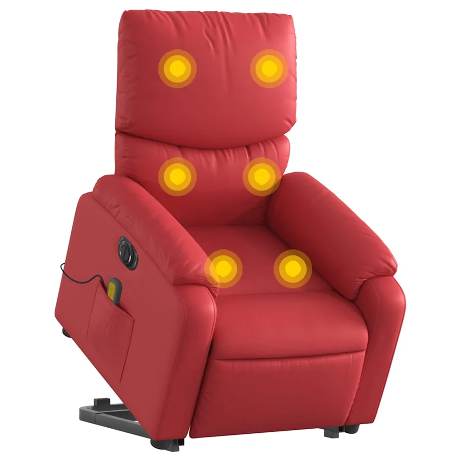 Fauteuil inclinable de massage électrique rouge similicuir - 3