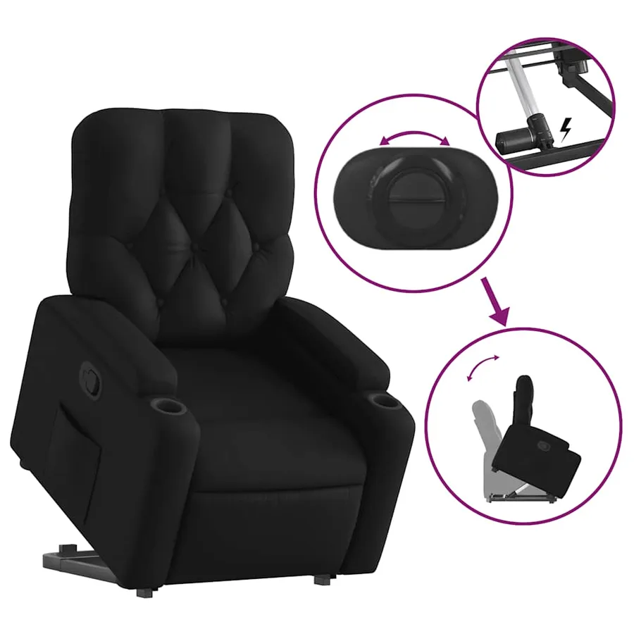 Fauteuil inclinable Noir Similicuir - 6