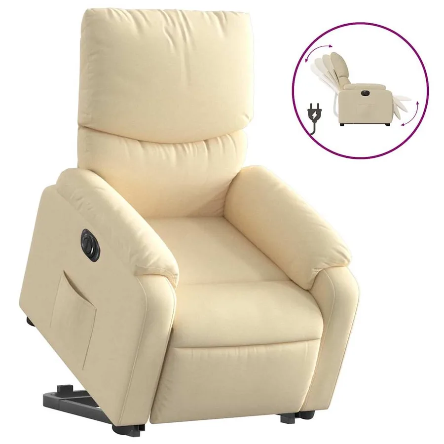 Fauteuil inclinable électrique crème tissu - 2