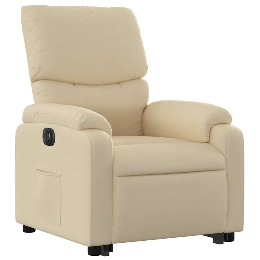 Fauteuil inclinable électrique crème tissu - 4