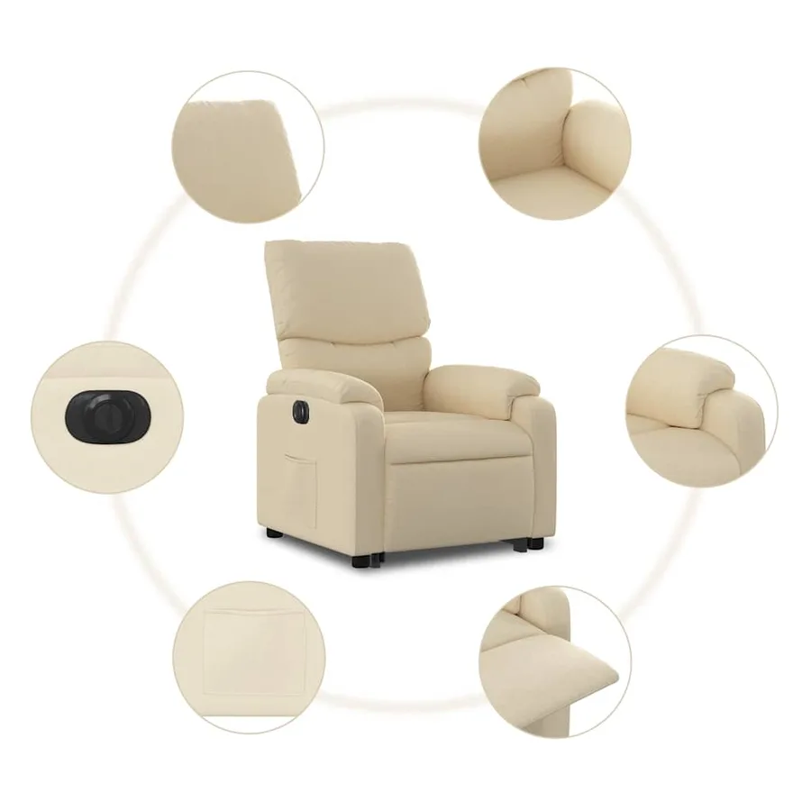 Fauteuil inclinable électrique crème tissu - 8