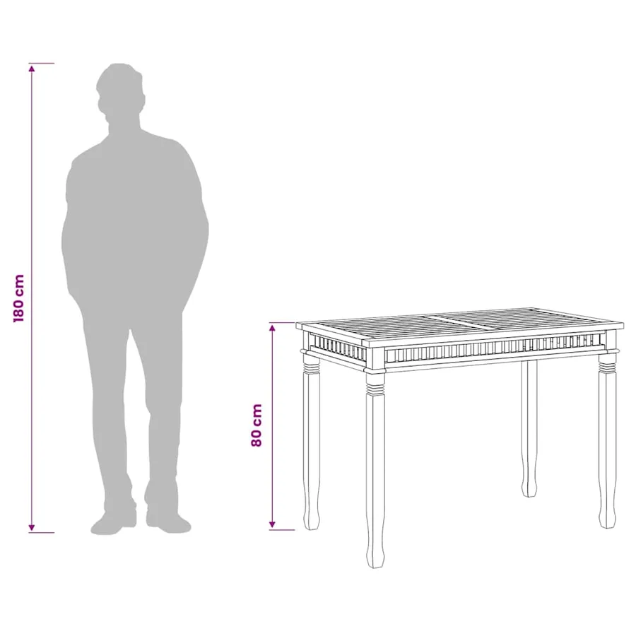 Table à manger de jardin 120x65x80 cm bois de teck solide - 10